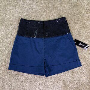 Gaia Womens Shorts Size Small Blue Sequins High Rise 25W X 2 NWT Party F146